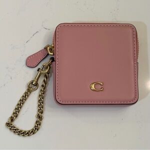 NWOT Coach Bubble Gum Pink Leather Wristlet with Gold Chain